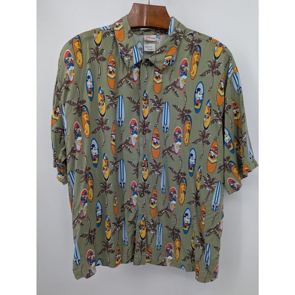 Disney Hawaiian Casual Button Down Shirt with Mid-Mod Tropical Pattern Men's XXL - Picture 1 of 6